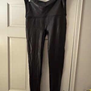 SPANX Black Faux Leather Shimmery Leggings